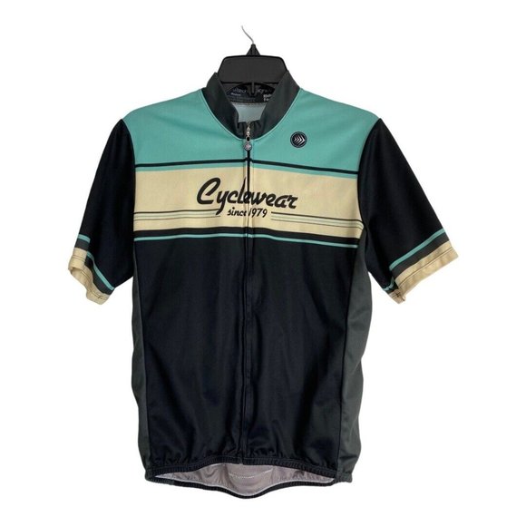 Aero Tech Designs Mens Shirt Adult Size Medium Cycling Top Black Blue Pocket - Picture 1 of 7